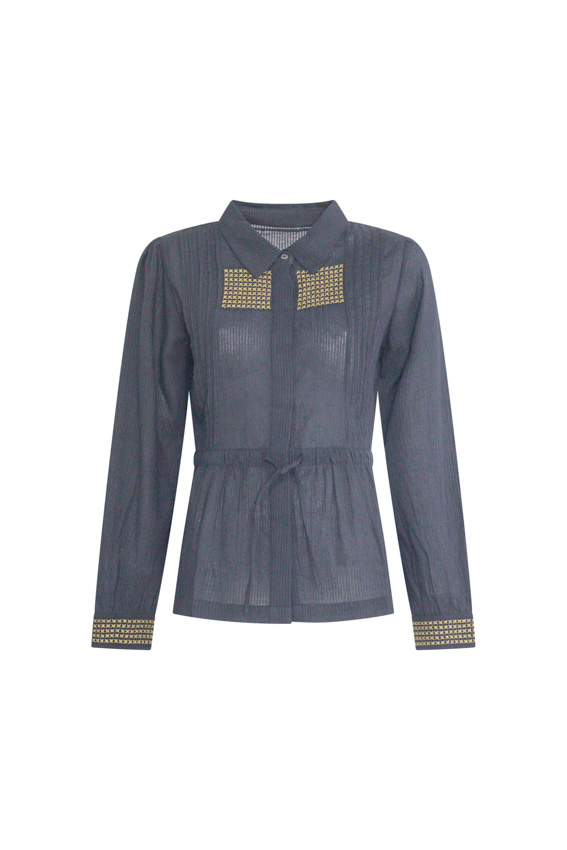 Camisa negra bordada MDM