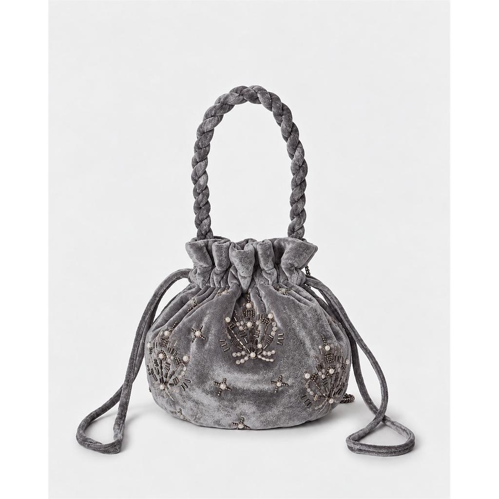 Bolso bordado gris Surkana